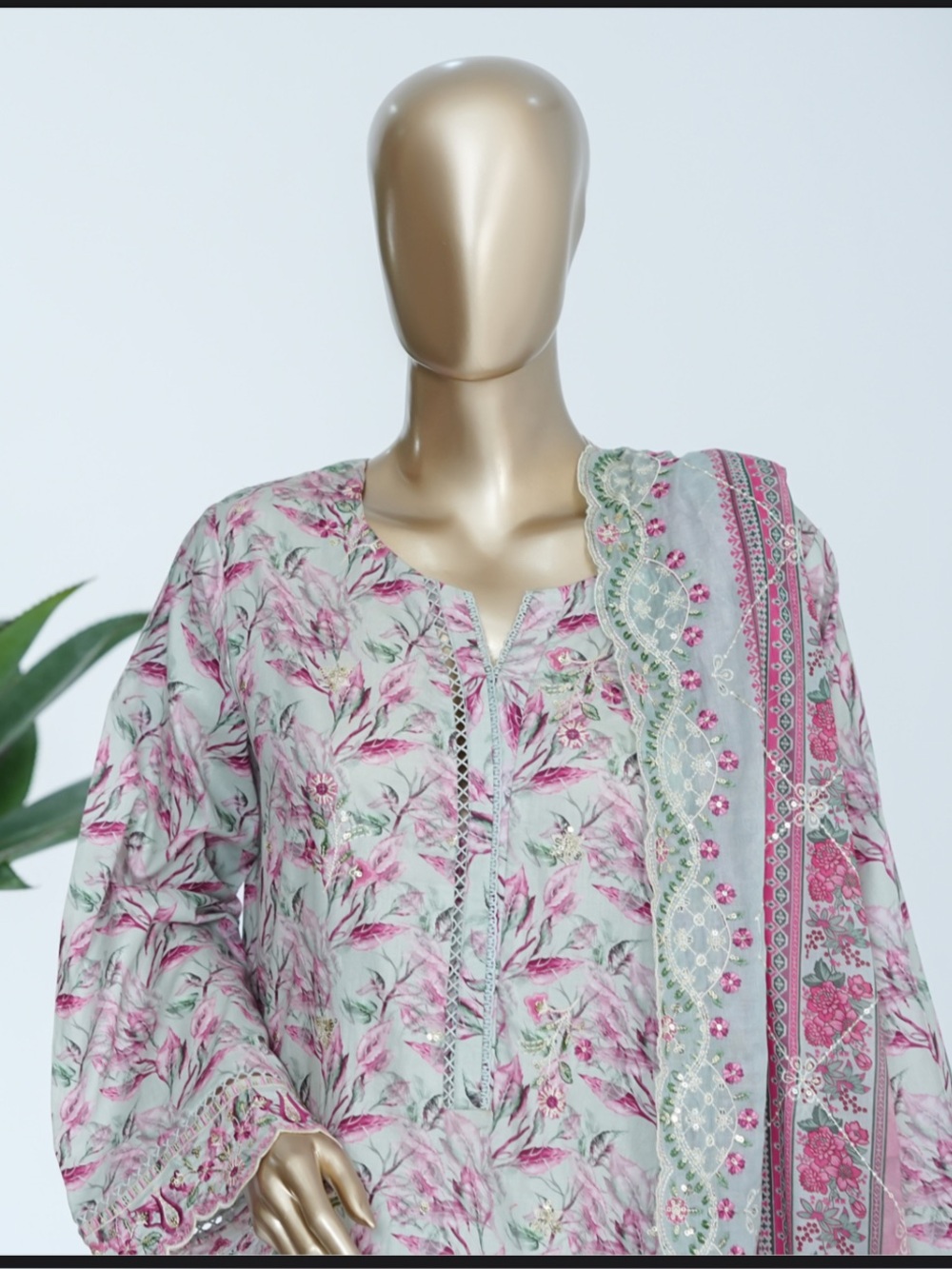 Floral Pink & Mint Printed Kurta Set
